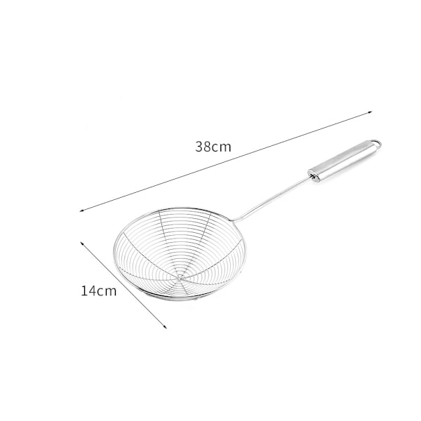Lækagesikkert net af rustfrit ståltråd, nudelske, stegeske, multifunktionelt filtermaske (14 cm)