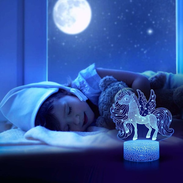 Unicorn Serie 3D Nattlampa Touch Fjärrkontroll Färgrik Bordslampa LC-1169 Svart Bakgrund Modell: Färgrik Touch + Fjärrkontroll 16 Färger