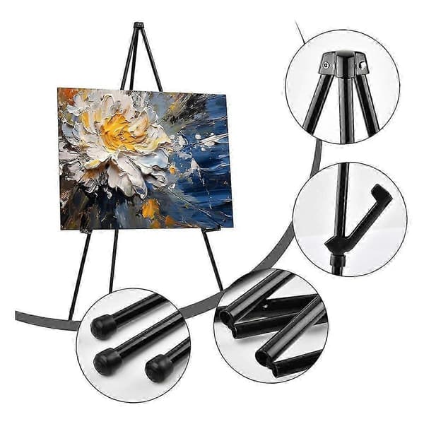 Staffeli til udstilling til bryllup, 160 cm bærbar øjeblikkelig tripod kunstner staffeli stand display, foldbart sort Black