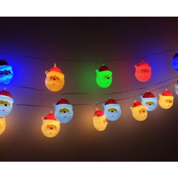 LED Ljusslinga med Tomte och Snögubbe, Hänge för Trädgårdsfest (10 Vita Tomtelampor)