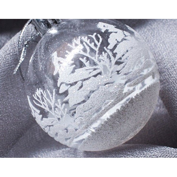 6cm Transparent Julkula Snöglob Handmålad Julgransprydnad Hänge Fönster Takdekoration