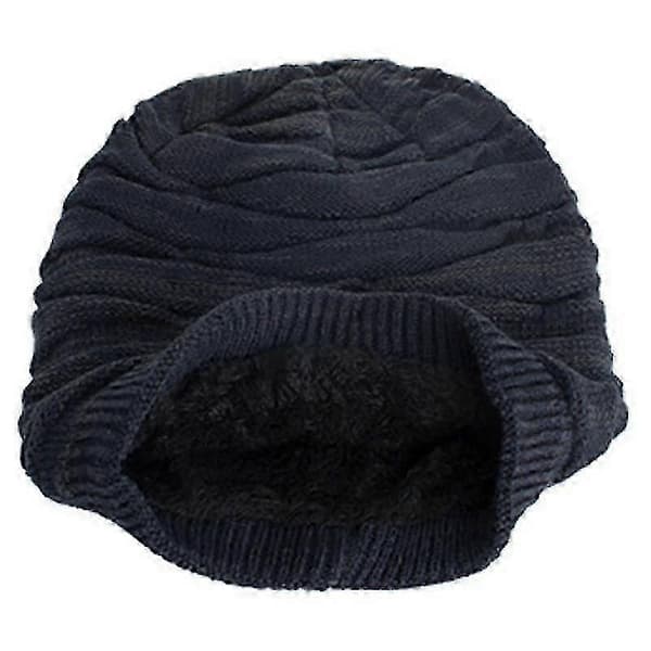 Varm stickad oversized slouch mössa unisex vintermössa lång stil