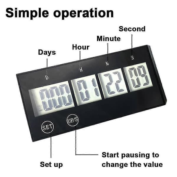 Nedtællingsur til begivenheder op til 999 dage Wuqx Sort Black