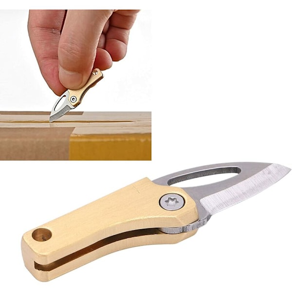 Lille Bærbar Kniv, Mini Messing Multifunktionskniv med Nøgle til Udendørs Camping, (gksf9aq5n7)