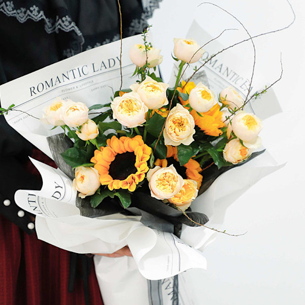 Elegant vattentätt blommigt omslagspapper - 20 ark Aldrig att skiljas Svart Sort