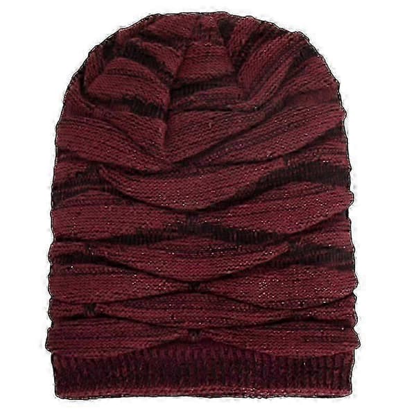 Varm stickad oversized slouch mössa unisex vintermössa lång stil