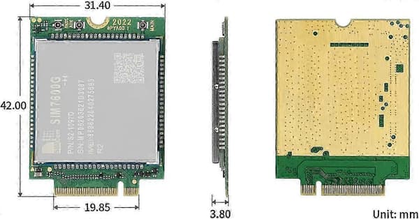 SIM7600G-H-M.2 SIMCom LTE Cat-4 Modul med GNSS M.2 B Key Global