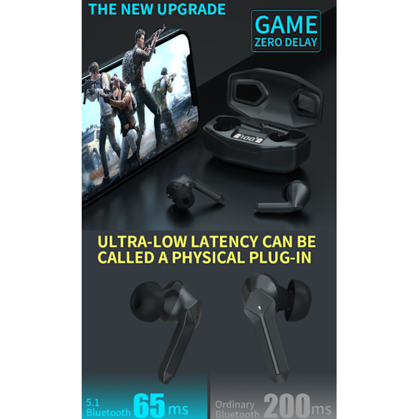 Nya Trådlösa Bluetooth Gaming Headset i Privat Läge (Röd),