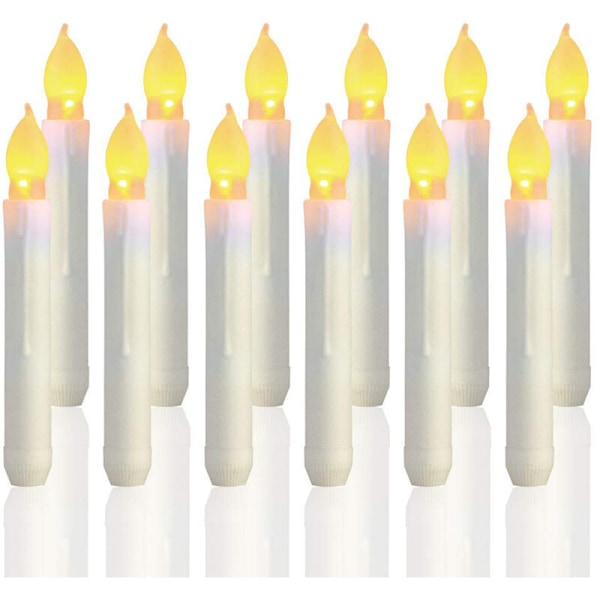 Set med 12 vita flimrande LED-ljus för jul