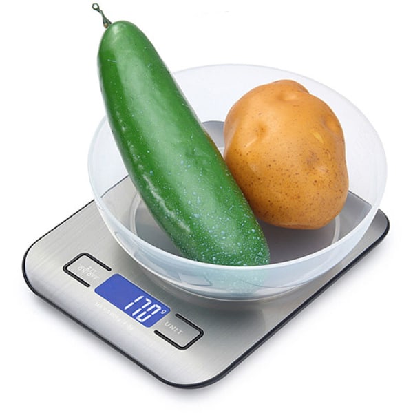 11 Lb Digital Köksvåg LCD Våg Vikt Kg G Oz Ml och Lb för Matlagning och Bakning Portabel Rostfri Köksvåg Exakt 1G