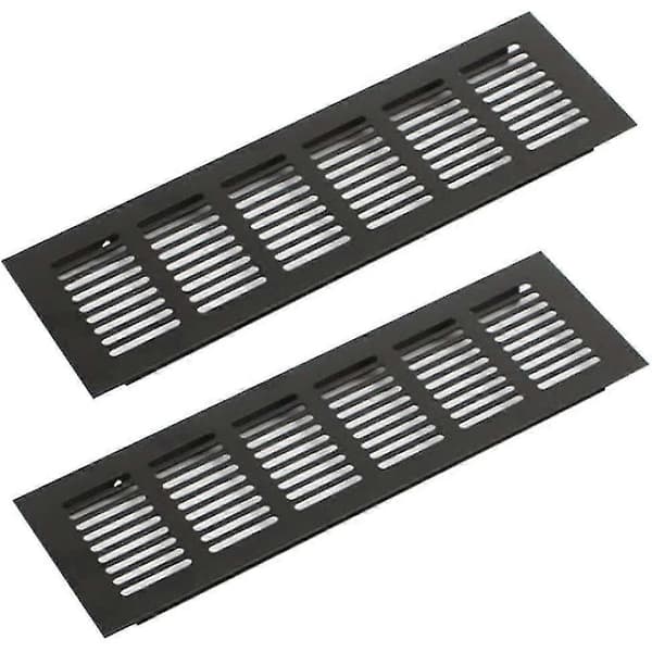 Sæt med 2 sorte aluminiumsventiler, 250 x 80 mm