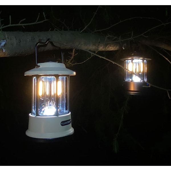 Uppladdningsbara LED Campinglampor Nödljus Tältlampor Retro Portabla Hästlampor för Hemmet (Elfenbensvit)
