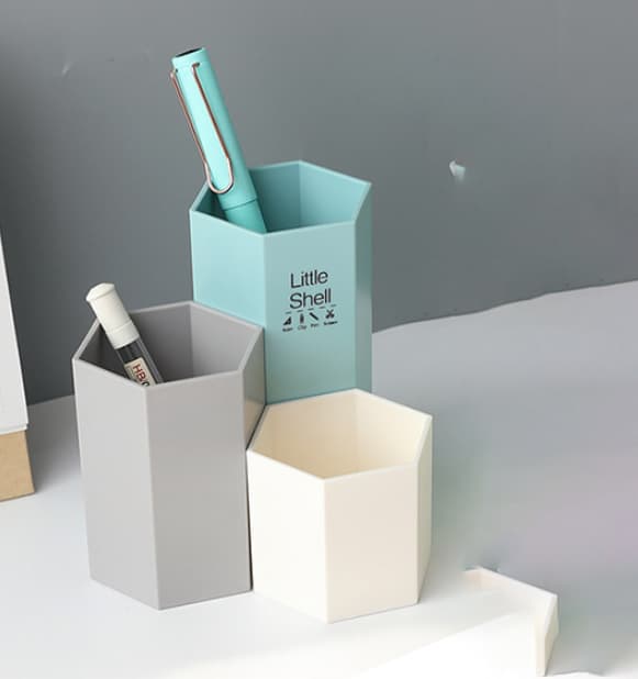 Hexagonal Pen Holder Frisk Kombination (3 stk./sæt - hvid, grå og blå)