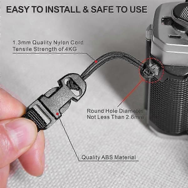 4 stk. Quick Release Kamerarem QD-løkker Stikadapter Kamera Quick Release Clip til Digitalkamera sort black