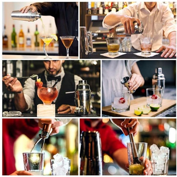 Sæt med 6 Shaker Pot Bartender Shaker Værktøj - sort, BOSTON