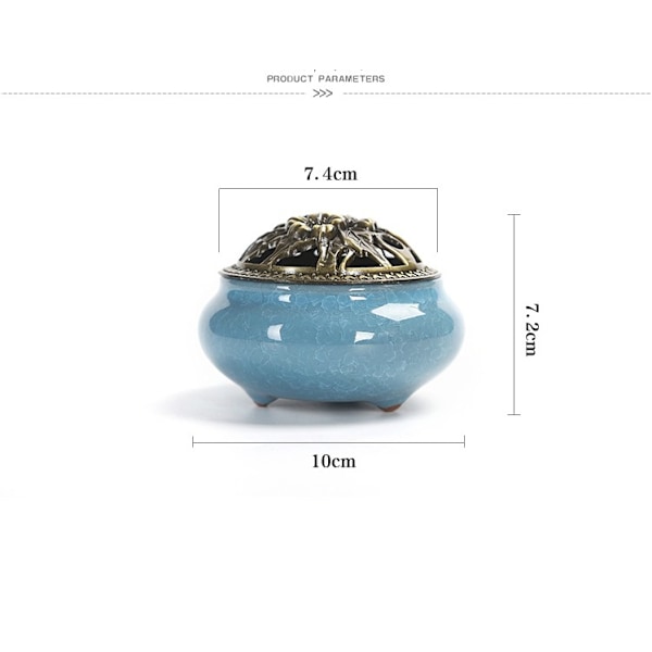 Celadon Rökelsebrännare Keramisk Kopparlock Antik Rökelsebrännare (Krakelerad Smaragd)