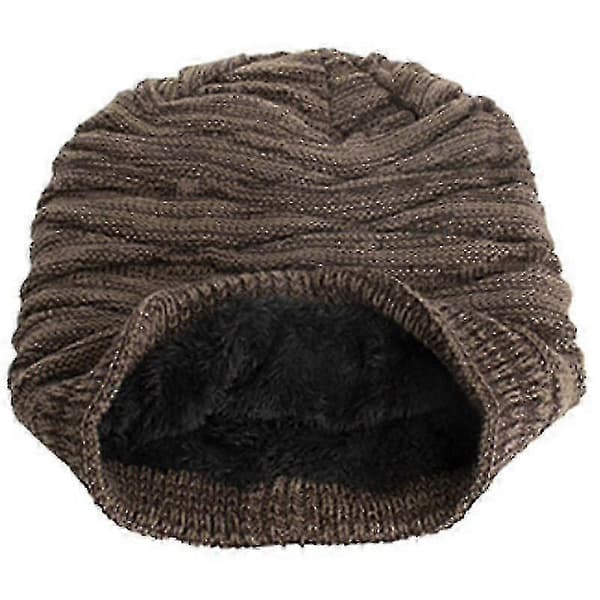 Varm stickad oversized slouch mössa unisex vintermössa lång stil