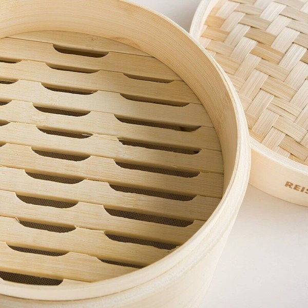 Bambusdamper (Diameter 20 cm) - Bambusdamper til ris, dim sum, grøntsager, fisk og kød