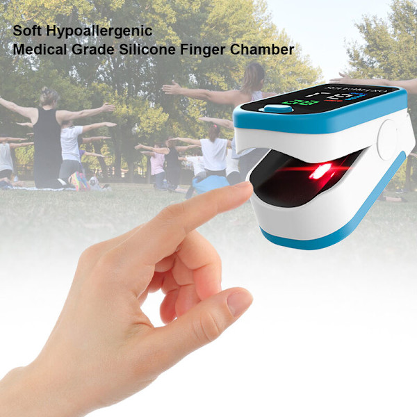 Finger Clip Blodsyremätare Pulsoximeter (Blå Skalfärgsskärm (Hög Precision))
