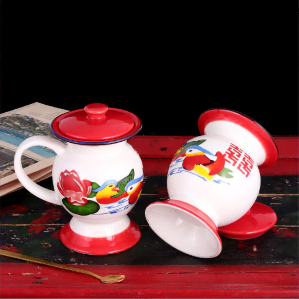 Kreative Tekopper - Store Porcelænskrus 360ml - Ekstra Store Retro Gaver - Rød - Plastikfri
