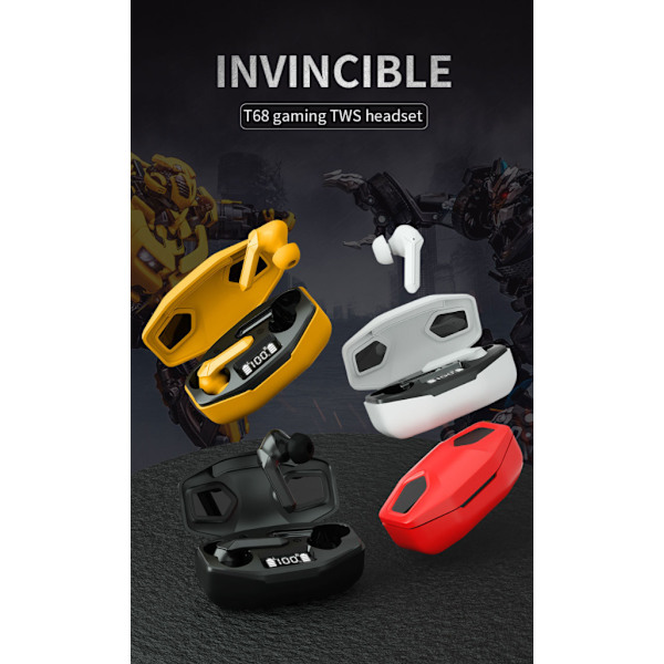 Nya trådlösa Bluetooth Gaming Headset i privat läge (Svart),