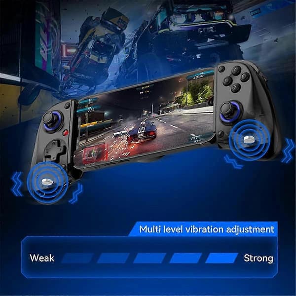 D11 Teleskopisk Spilcontroller RGB Telefon Gamepad med Turbo/6-akset Gyro/Vibration til Android IOS PS