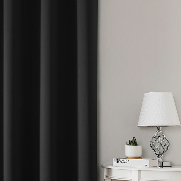 Sæt med 2 termiske mørklægningsgardiner - 140 x 240 cm - sort