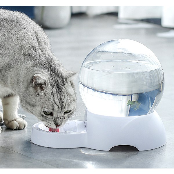 Automatisk vattenautomat för husdjur, hund, katt, boll, bubbla, transparent vattenautomat, transparent vattenautomat för husdjur (Pulver)