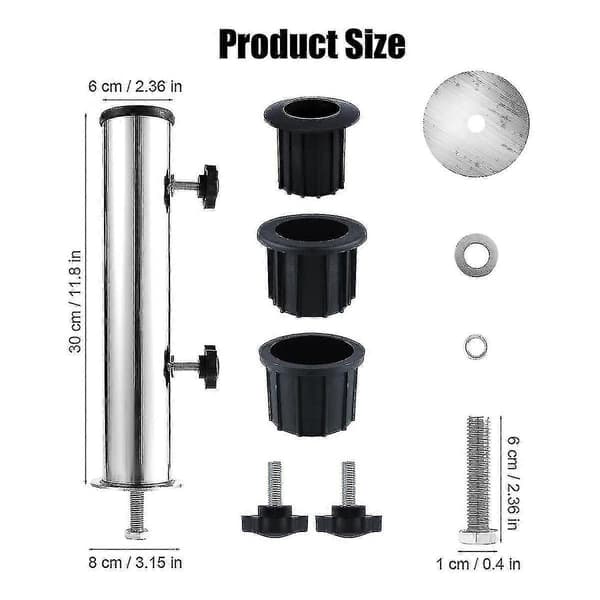38 mm diameter paraplystativ indsatsrør til terrassehaveparasoller sølv sort Silver Black
