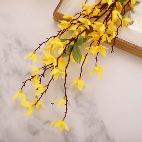 Ny 60 cm 7-gaffel vinterjasmin simulerad blomma simulerad växt falsk blomma sidenblomma vardagsrum bröllopsblomsterarrangemang