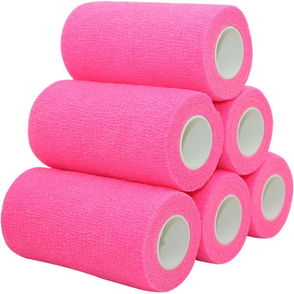 6 kpl Itsekiinnittyvä side Kohäsivinen side Itsekiinnittyvä siderulla Joustava fleece-side Kohäsivinen urheiluteippi Alleray Testattu Pinkki, 10cm