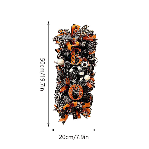 Halloween, kauhu kurpitsakranssi, etuoven kranssi BOO kranssi 50cm