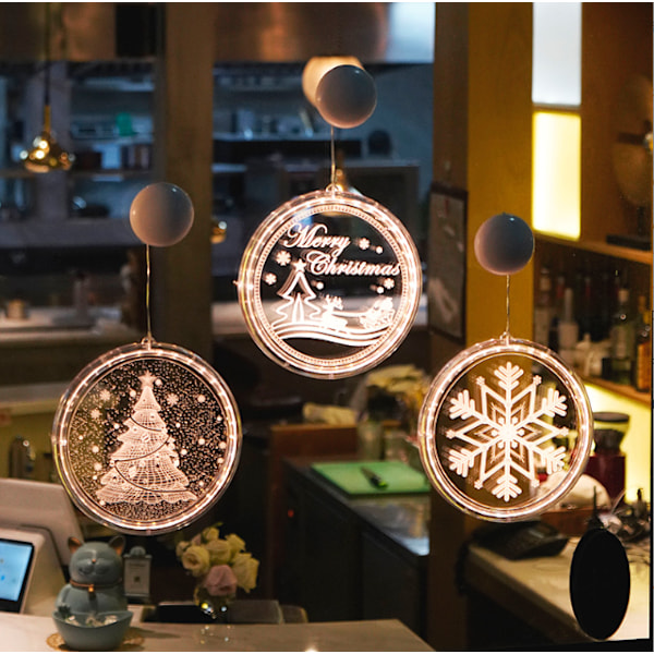 Jul Dekorativ Fönsterlampa, Bakgrunds Slingor för Inomhus Utomhus Fönster Julparty Vägg, Varmvit (God Jul)