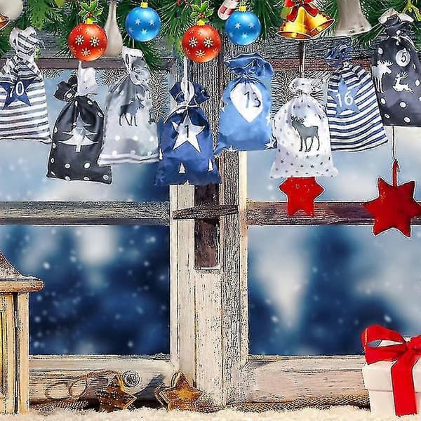-Jul Adventskalender Väska Nedräkning 24 Dagar Hängande Adventskalender Väskor 24 Dagar Nedräkning Hängande Väskor Presentpåsar Säcker Gör-det-själv