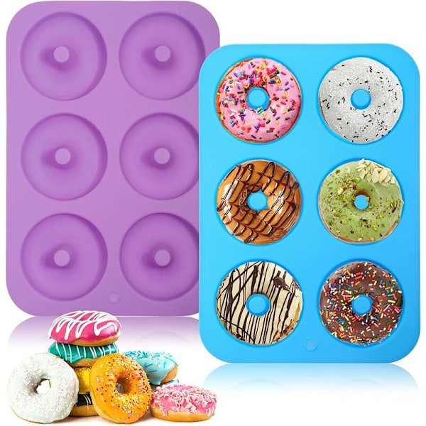 2 Pak Silikone Donutforme, Donutform, Non-stick og Varmebestandig Silikone Bageform, Ideel til Muffin Værktøj