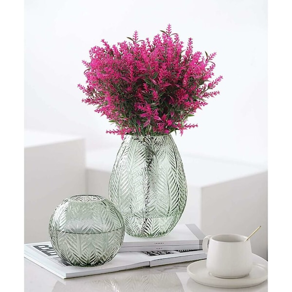 Kunstige lavendelblomster til udendørs dekoration 8 lyserøde spidse lavendelstængler 12#