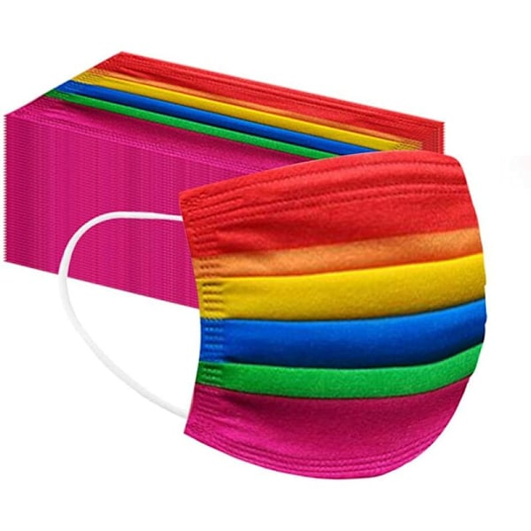 50 stk. Gradient Regnbue Print Åndbar Maske, Voksen