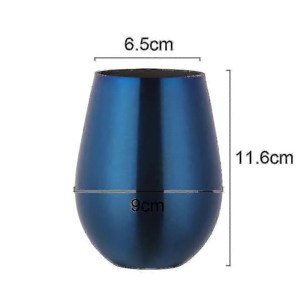 2 stk. stilkløse vinglas sæt holdbare rustfri stålglas Blue