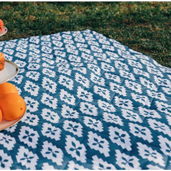 Picnicmåtte Fugtbestandig Måtte Picnic Klud Udendørs Måtte Picnic Forårstur Vandtæt Picnic Bærbar - Blå og Hvid Danny 2*2 m