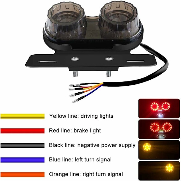 40W 40 LED Moottoripyörän Takavalo Integroidulla Jarruvilkulla Ajo-valoilla ja Rekisterikilven Valaisintelineellä Harleyyn (Musta Linssi)