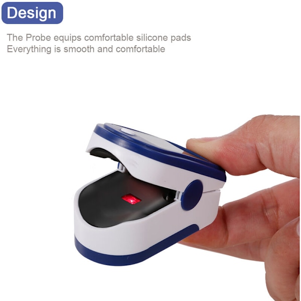 Fingertoppspulsoximeter SpO2 Mini Monitor Syremättnadsmätare Pulsmätare 5 Sekunders Snabbavläsning med Snodd