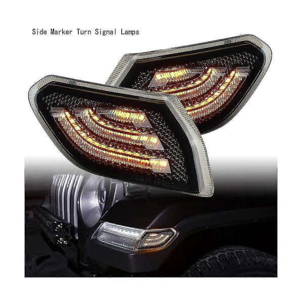Sort LED-blinklys sidemarkering forreste blinklys til Wrangler JL JT