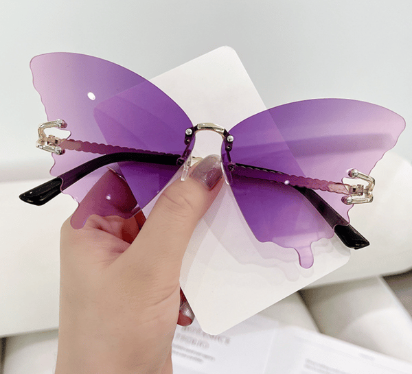 Store sommerfugleformede solbriller (lilla pink)