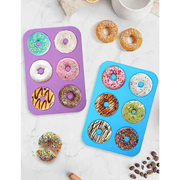 2 Pak Silikone Donutforme, Donutform, Non-stick og Varmebestandig Silikone Bageform, Ideel til Muffin Værktøj
