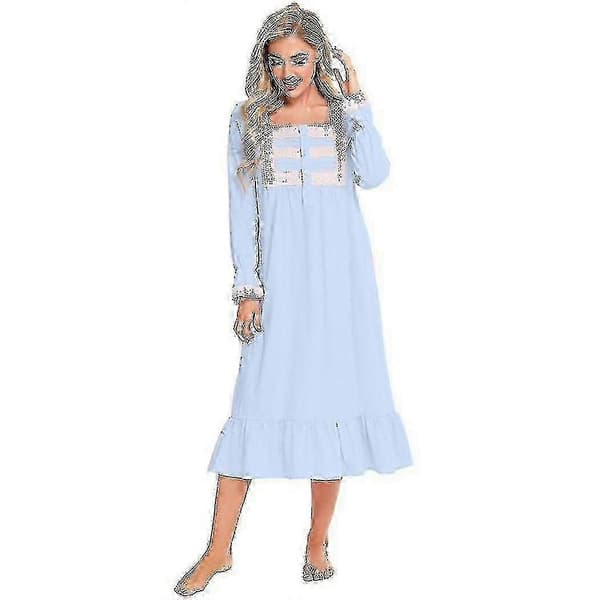 Viktorianske pyjamas bomuldspyjamas langærmet natkjole Light blue