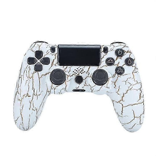 Til PS4 trådløs Bluetooth-kompatibel gaming-controller Dual Vibration Gamepad med højttaler og hoved hvid revne White Crack