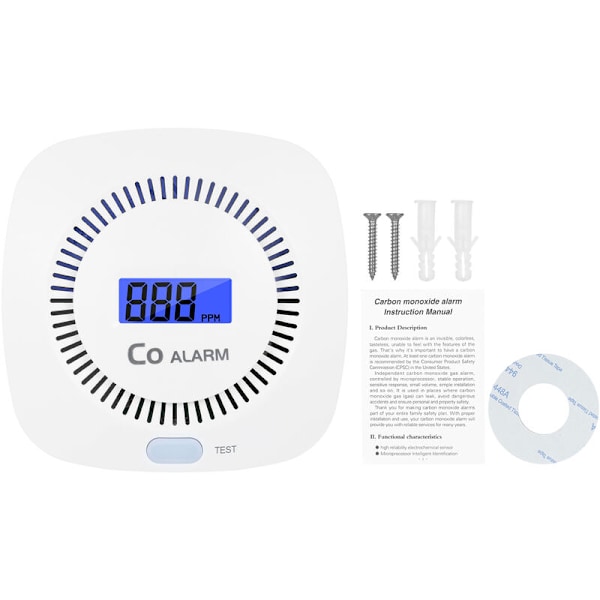 Kolmonoxidlarm giftgasdetektor Engelsk version digital display kolmonoxidlarm