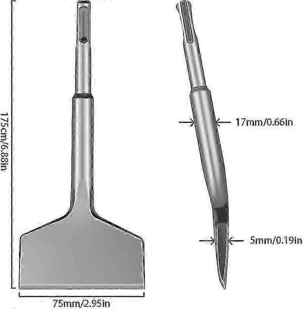 180x75mm SDS-Plus flisehugger fladskovl til professionelt flisearbejde V7114a