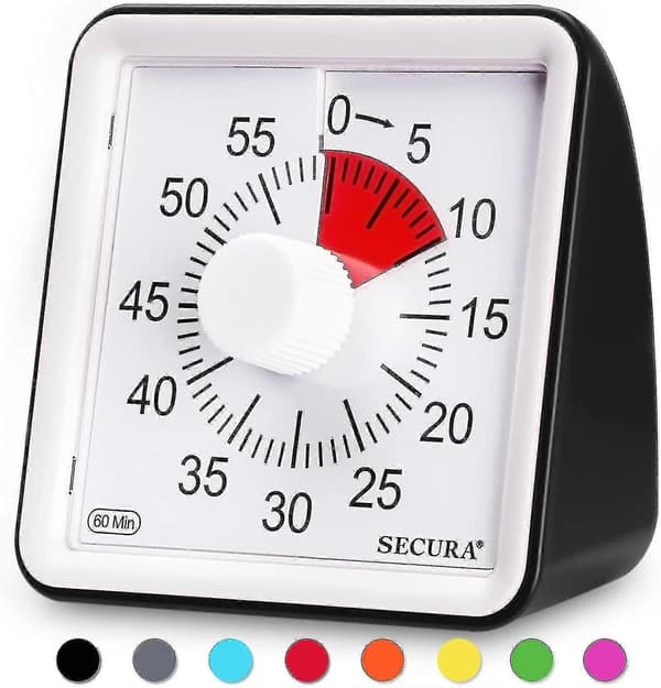 60-minutters visuel timer, nedtællingsur til klasseværelset, lydløs timer til børn og voksne