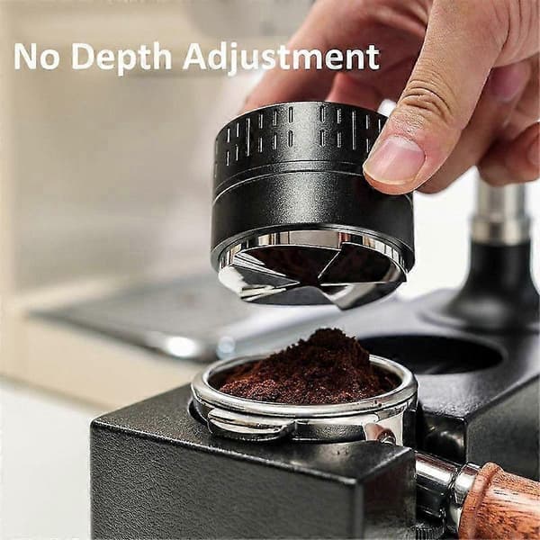Kaffedistributør 54 mm, Espresso Adaptive Distributionsværktøjer, Selvnivellerende Distributør med 5-bladet base Sort røg Black smoke